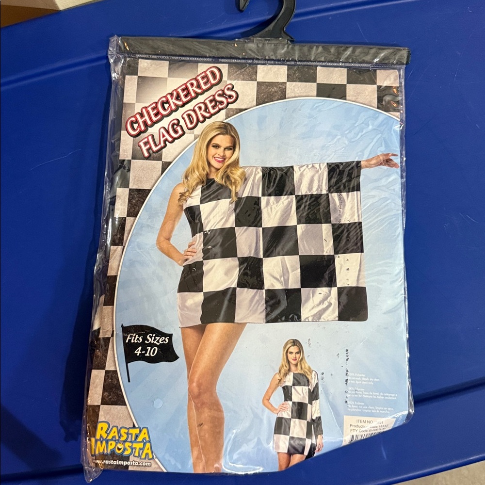 Ras Checkered Flag Dress in Black and White